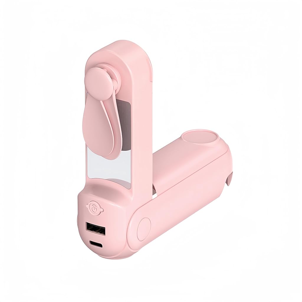 Verilux® Folding USB Fan Multifunctional 4 in 1 Pocket Fan with LED Light & Mirror 3-Speed Cooling Fan Portable Travel USB Rechargeable Pocket Fan with Lanyard Verilux® Folding USB Fan Multifunctional 4 in 1 Pocket Fan with LED Light & Mirror 3-Speed Cooling Fan Portable Travel USB Rechargeable Pocket Fan with Lanyard